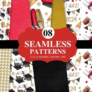 Red, Black & Gold Graduation Seamless Patterns (digital Paper) - Etsy