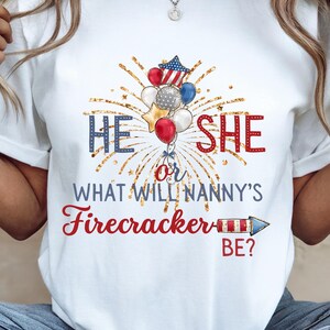 4th Of July Gender Reveal PNG Sublimation Design For Iron On Transfers, Print On Demand T-shirts Heat Press Firecracker, Nanny Gender Reveal