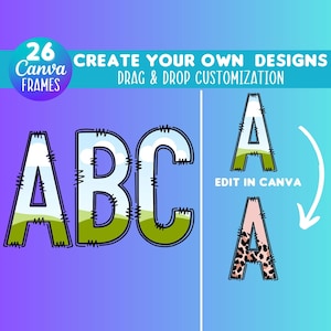 Doodle Letters Canva Frame Bundle: Drag & Drop Template (Digital Download)