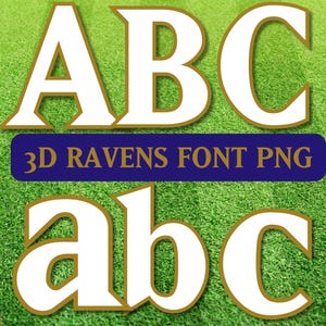 3D Baltimore Football Jersey Alphabet PNG: Purple & Gold Letters (Digital Download)