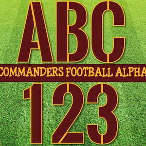 Washington football alphabet et chiffres, football lettres PNG, pochoir polices et couleurs, maillot lettrage Kit PNG, football lettrage kit