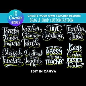 Customizable Teacher Canva Frames Bundle: Drag & Drop Template (Digital Download)