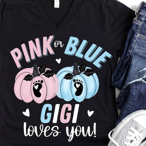 Calabazas rosas y azules Género Revelar PNG, rosa o azul GIGI te ama Diseño de sublimación para hierro en transferencia, calor a vinilo, prensa de calor