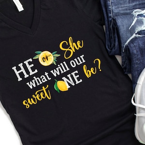 Lemon Gender Reveal Iron On Transfer: Sweet One Theme (PNG Digital Download)
