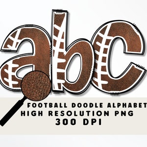 Conjunto de alfabeto Doodle em letras minúsculas de futebol PNG - Sublimação - Prensa térmica - Fundo transparente - Ferro em - Letras de scrapbooking - Couro