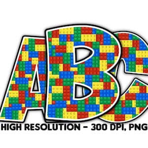 BUILDING BLOCKS Alphabet & Zahlen Set PNG - Scrapbooking, Basteln, Aufbügeln, Druck, digitale Buchstaben, Blockbuchstaben, Bausteinbuchstaben