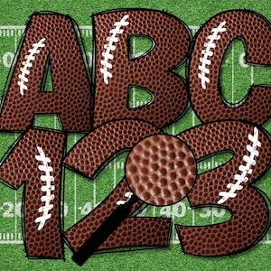 Juego de letras de cuero con garabatos de fútbol PNG, alfabeto de fútbol PNG, sublimación, prensa térmica, planchado, HTV, impresión, letras de cuero con garabatos