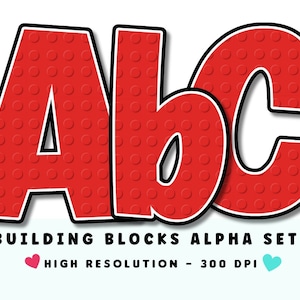 BUILDING BLOCKS Alphabet & Numbers Set PNG - Scrapbooking, Crafting, Iron On, Print, Digital Letters, Block Letters, Building Block Letters