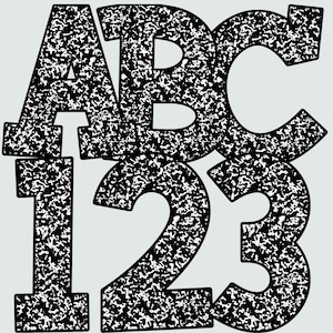 Komposition Notebook Alphabet & Zahlen PNG, Scrapbooking, Basteln, Aufbügeln, Print, digitale Buchstaben, Notebook Buchstaben, Schulbuchstaben