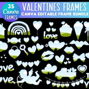 Valentines Day Canva Frame Bundle, Template Design Bundle, Drag & Drop Frames, Canva Frame Editable Template, Customizable, Valentines Frame