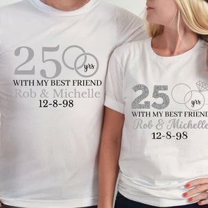 Personalized 25th Anniversary T-Shirt: DTG Printed Silver Anniversary