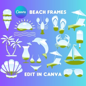 Pacchetto Canva Beach Frames: modello drag & drop (download digitale)