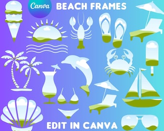 Canva Beach Frames Bundle: Drag & Drop Template (Digital Download)