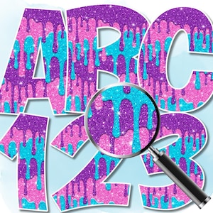 Glitter Drip Alphabet PNG: Pastel Color Letters, Scrapbooking (Digital Download)