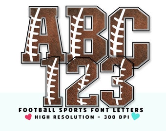 FOOTBALL LETTERS, Sports Alphabet & Numbers Set PNG - Scrapbooking Letters - Block Letters - Sports Font Football Letters Set - Alpha Set