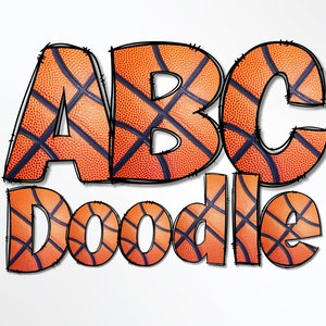 BASKETBALL Doodle Buchstaben, Sport Alphabet & Zahlen Set PNG - Scrapbooking Buchstaben - Blockbuchstaben - Sport Basketball Buchstaben Set - Alpha