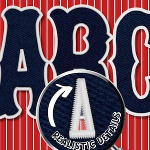 Boston Baseball Jersey Font: Faux Embroidered Alphabet & Numbers (Digital Download PNG Files)