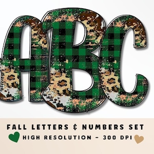 Estampado de leopardo Fondo de otoño Doodle Alfabeto y números Set PNG, Letras de vibraciones de otoño, Sublimación, Prensa de calor, Plancha, Calor a vinilo, Cuadros