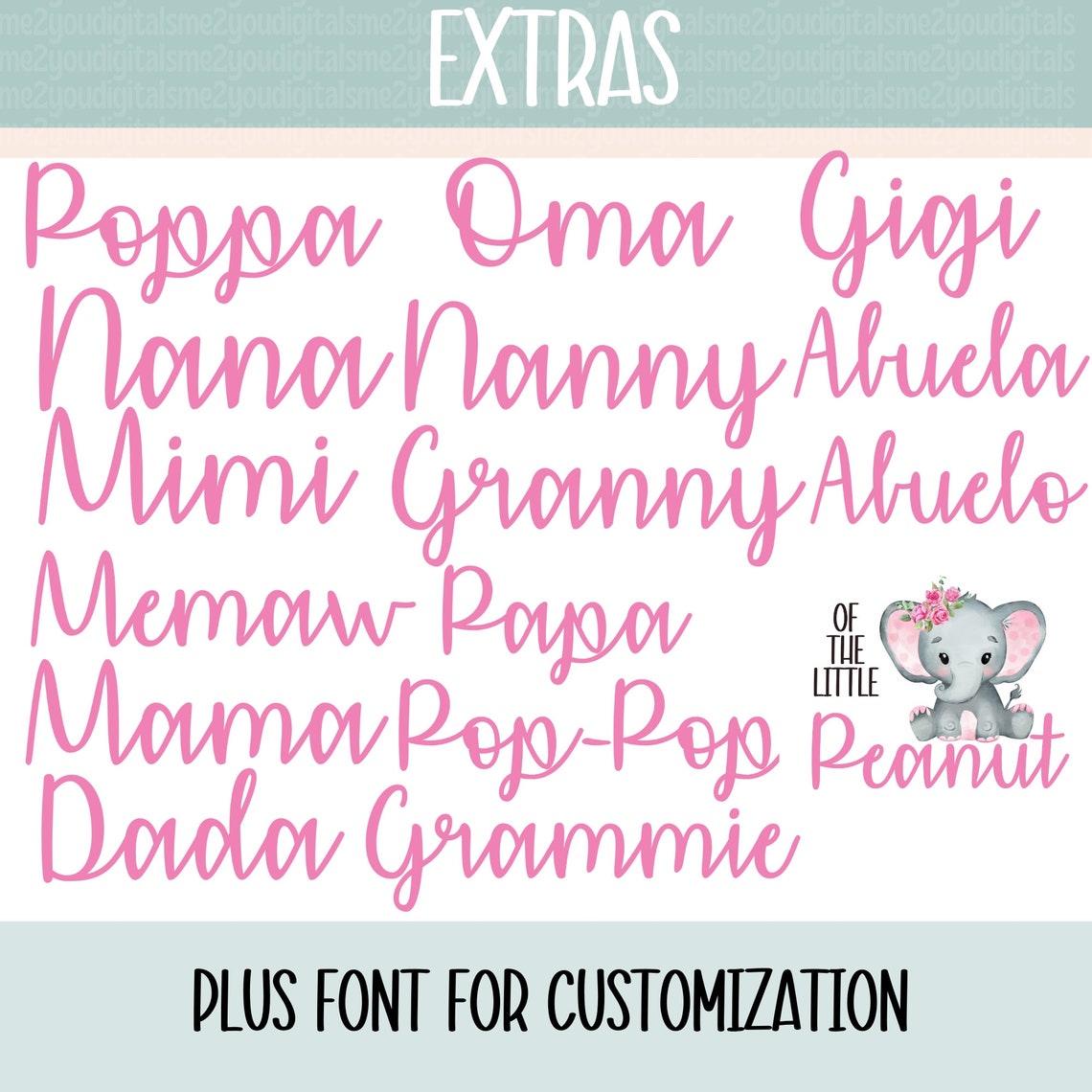 Elephant Baby Shower Family Bundle Iron on Transfers PNG Etsy