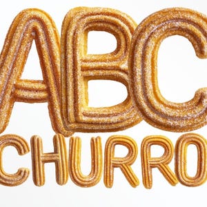 Churro Themed Letters PNG, Churro Alpha Set, Food Letters, Mexican Churro Alphabet & Numbers, Churro PNG Letters, Food Numbers, Graphic