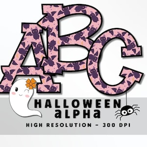 Conjunto de letras de fonte de Halloween PNG, alfabeto de vibrações de Halloween, sublimação, prensa térmica, ferro ligado, calor para vinil, impressão, letras de Halloween png