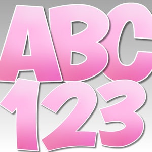 Pink Gradient Alphabet & Numbers: PNG Digital Letters (Digital Download)