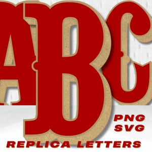 San Francisco Football Jersey Letters, 3D Replica Font (PNG, SVG Digital Download)