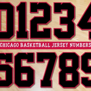Números da camisa de basquete do Chicago, números de fonte atlética PNG, números de camisa esportiva, kit de letras de camisa PNG, números de fonte esportiva, download