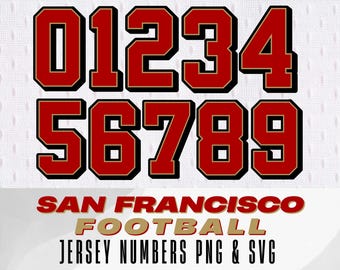 Números de camiseta de fútbol de San Francisco en 3D: PNG, SVG (descarga digital)