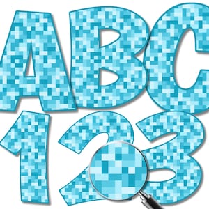 Pixelated Video Game Letters and Numbers PNG (Digital Download)
