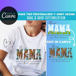 Personalized Mama T-Shirt Design: Drag & Drop Canva Frame (Digital Download)