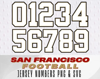 Números de camiseta de fútbol de San Francisco: Fuente PNG y SVG (Descarga digital)