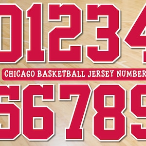 Números da camisa de basquete do Chicago, números de fonte atlética em PNG, números de camisa esportiva, kit de letras da camisa em PNG, números de fonte esportiva, arquivos PNG