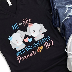 Little Peanut Elephant Gender Reveal Iron On Transfer (PNG)