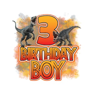 Dinosaurier dritten Geburtstag PNG Sublimation Design für Bügelbild, Print On Demand, T-Shirts, Transferpresse - Download - Dinosaurier Geburtstag