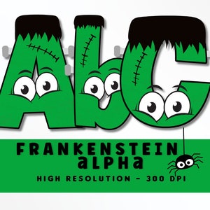 FRANKENSTEIN Halloween Letter Set PNG, Halloween Vibes Alphabet, Sublimation, Heat Press, Iron On, HTV, Print, Halloween Alpha Set, Monstre