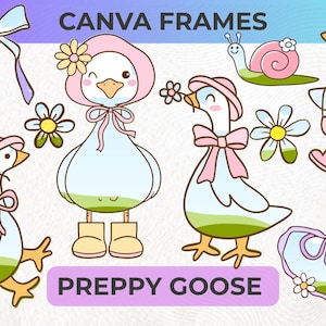 Preppy Goose Canva Frames Bundle | Editable Clipart Templates (12 Designs)