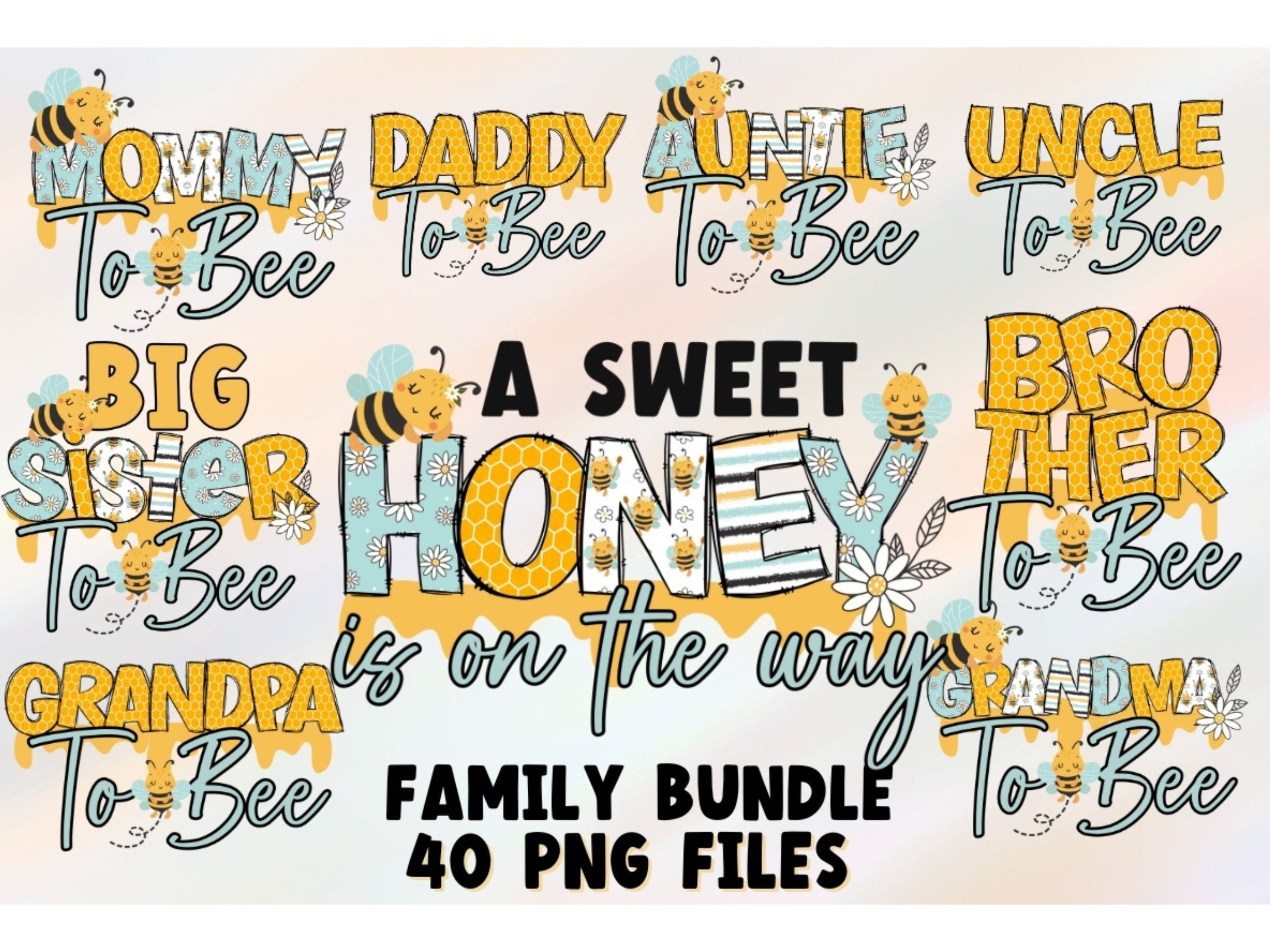 Cute Bees Baby Shower PNG, Family Sublimation Design (digital Download ...