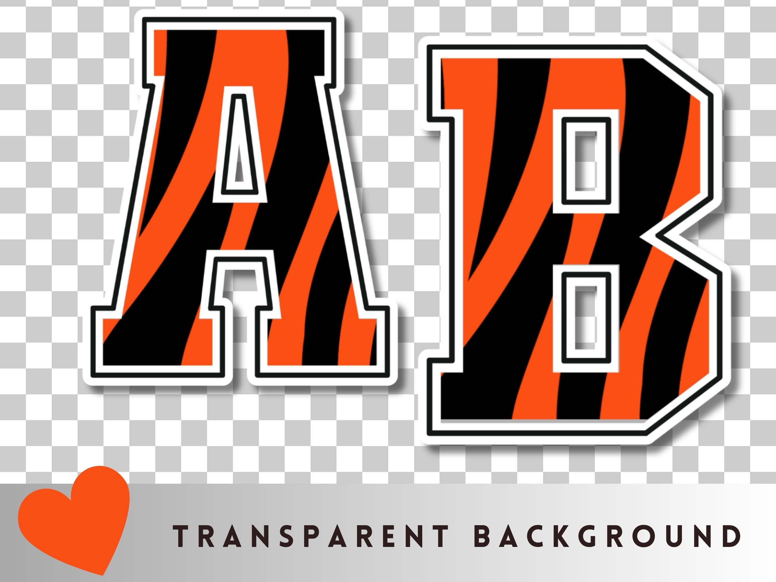 Bengals Stripes Font: Sports Alphabet & Numbers PNG Set (digital ...