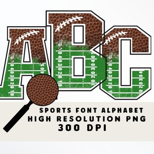 LETRAS DE FÚTBOL, alfabeto deportivo y números Set PNG - Scrapbooking Letters - Block Letters - Sports Font Football Letters Set - Alpha Set
