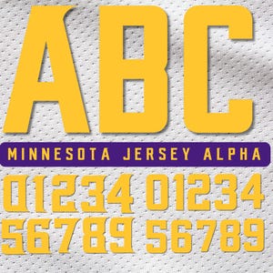 Minnesota Football Jersey Font: Gold Team Letters & Numbers (PNG Digital Download)