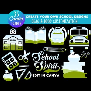 School Canva Frame Bundle: 35 Drag & Drop Templates (Digital Download)