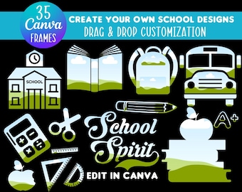 School Canva Frame Bundle: 35 Drag & Drop Templates (Digital Download)