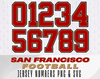 Números de camiseta de fútbol de San Francisco: fuente de bloque (PNG y SVG)