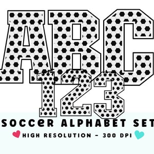 Soccer Balls, Sports Font Alphabet & Numbers Set PNG, Scrapbooking Letters, Block Letters, Futbol Letters Set, Alpha Set, Soccer Alphabet