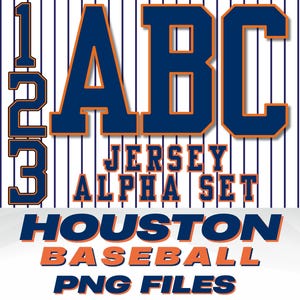 Houston Baseball Alphabet & Numbers PNG: Jersey Lettering Kit (Digital Download)