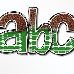 Conjunto de alfabeto Doodle em letras minúsculas de futebol PNG - Sublimação - Prensa térmica - Fundo transparente - Ferro em - Letras de scrapbooking - Grunge