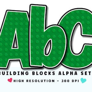 BUILDING BLOCKS Alphabet & Numbers Set PNG - Scrapbooking, Crafting, Iron On, Print, Digital Letters, Block Letters, Building Block Letters