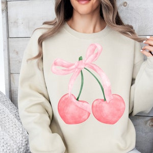 水彩チェリーとリボンのコケットPNG昇華デザイン、アイロン転写、Tシャツ、ヒートプレスチェリーコケットデザイン、フェミニン