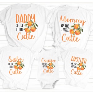 Little Cutie On The Way Familie Bügelbild - PNG - Print On Demand - T-shirts - Heat Press - Download - Tangerine Shower Family Bundle